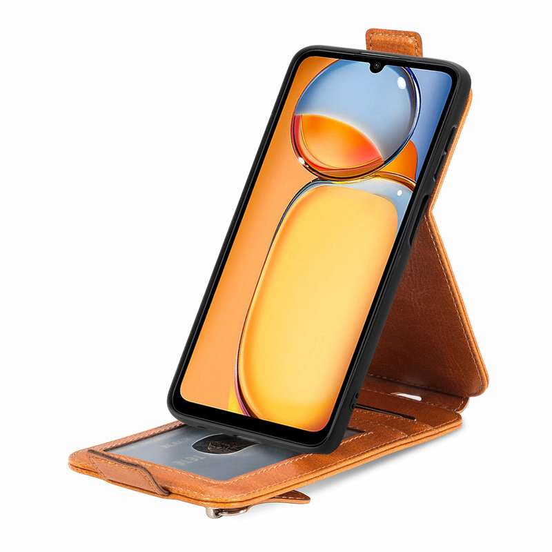 For Xiaomi Redmi 13C 4G Zipper Wallet Vertical Flip Leather Phone Case(Brown)