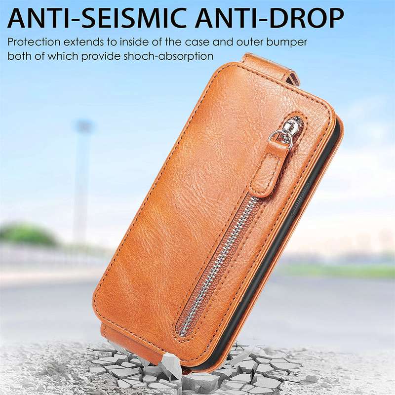 For Xiaomi Redmi 13C 4G Zipper Wallet Vertical Flip Leather Phone Case(Brown)