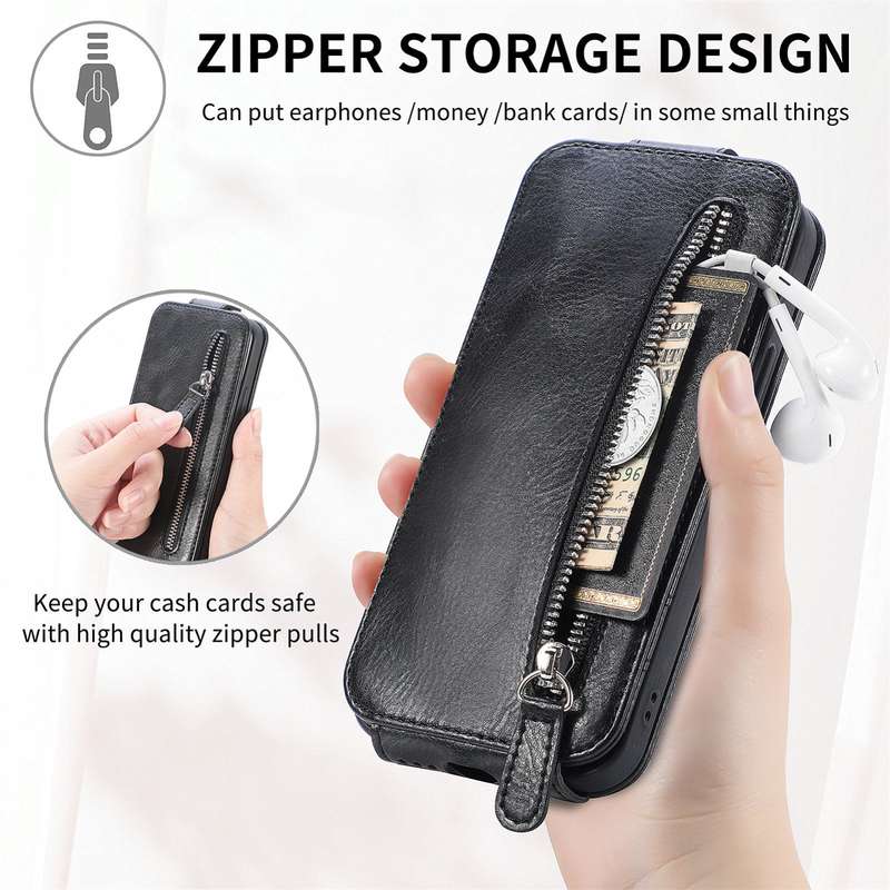 For Xiaomi 14 Pro Zipper Wallet Vertical Flip Leather Phone Case(Black)