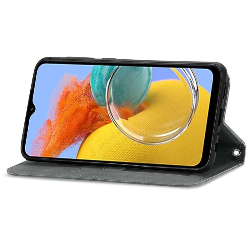 For Samsung Galaxy M14 4G Retro Skin Feel Magnetic Leather Phone Case(Gray)