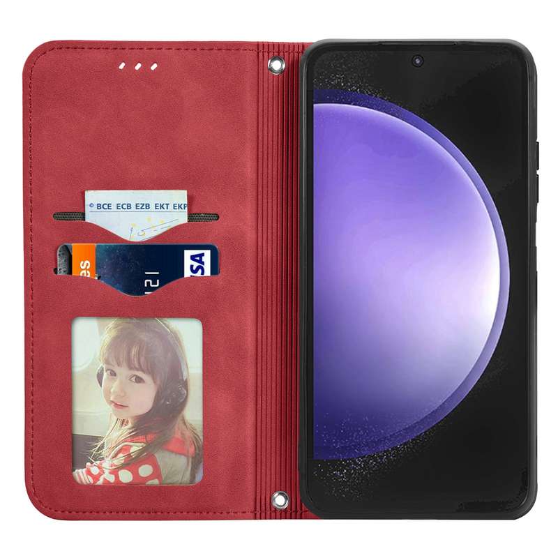 For Samsung Galaxy S23 FE 5G Retro Skin Feel Magnetic Leather Phone Case(Red)