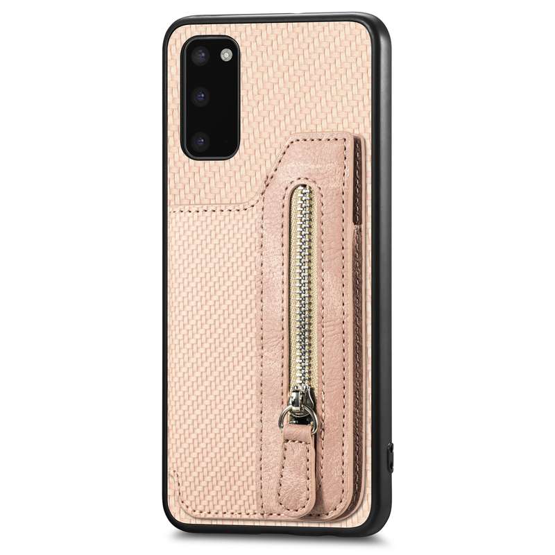 For Samsung Galaxy S20 Ultra Carbon Fiber Horizontal Flip Zipper Wallet Phone Case(Black)