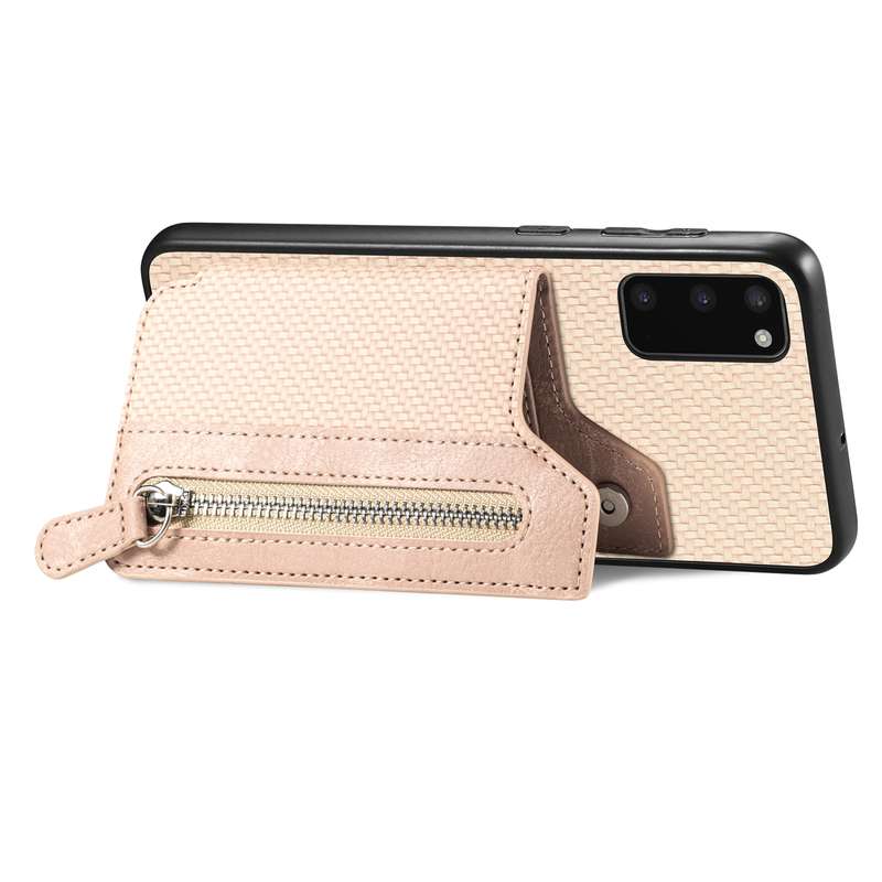 For Samsung Galaxy S20 Ultra Carbon Fiber Horizontal Flip Zipper Wallet Phone Case(Black)