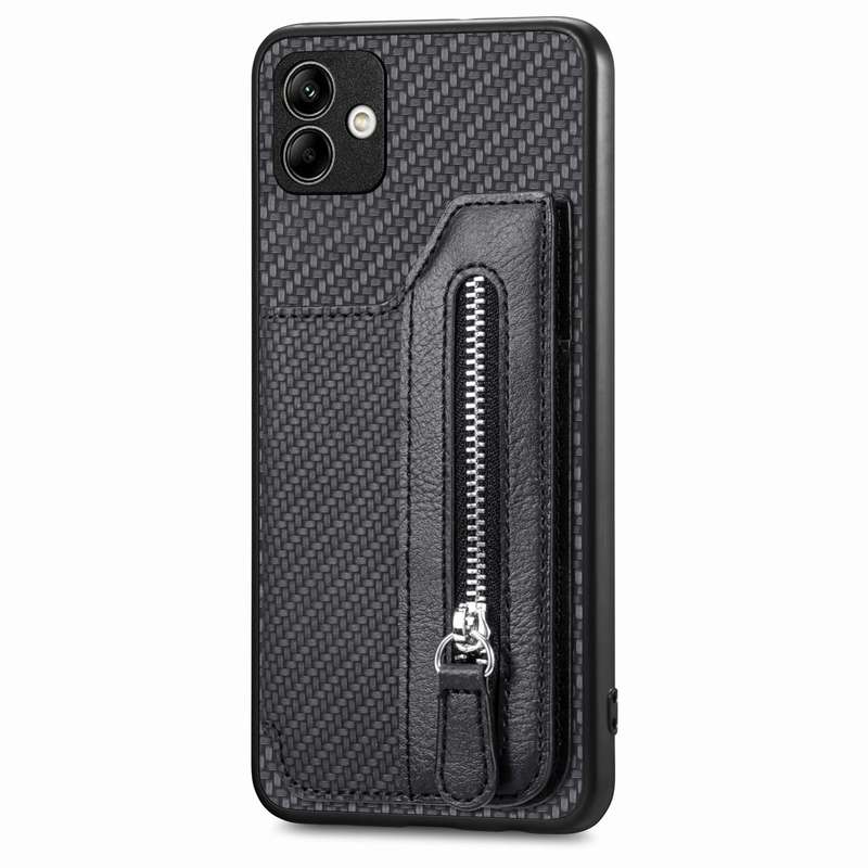 For Samsung Galaxy A04 4G Carbon Fiber Horizontal Flip Zipper Wallet Phone Case(Green)