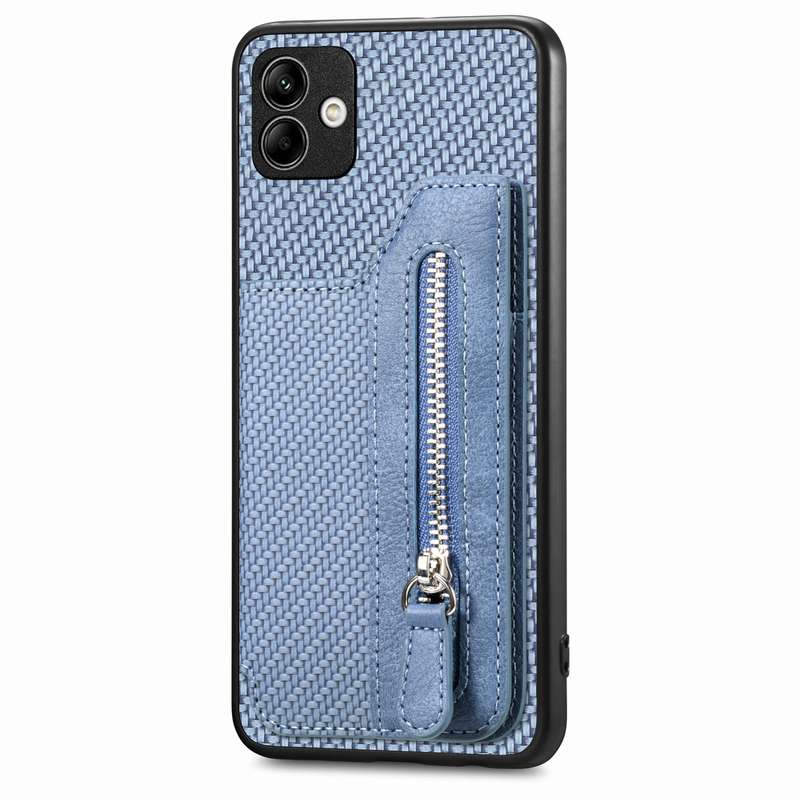 For Samsung Galaxy A04 4G Carbon Fiber Horizontal Flip Zipper Wallet Phone Case(Green)