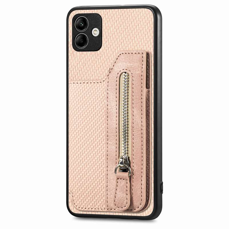 For Samsung Galaxy A04 4G Carbon Fiber Horizontal Flip Zipper Wallet Phone Case(Green)