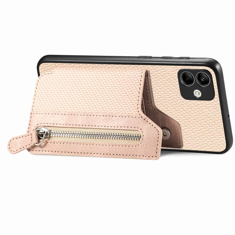 For Samsung Galaxy A04 4G Carbon Fiber Horizontal Flip Zipper Wallet Phone Case(Green)