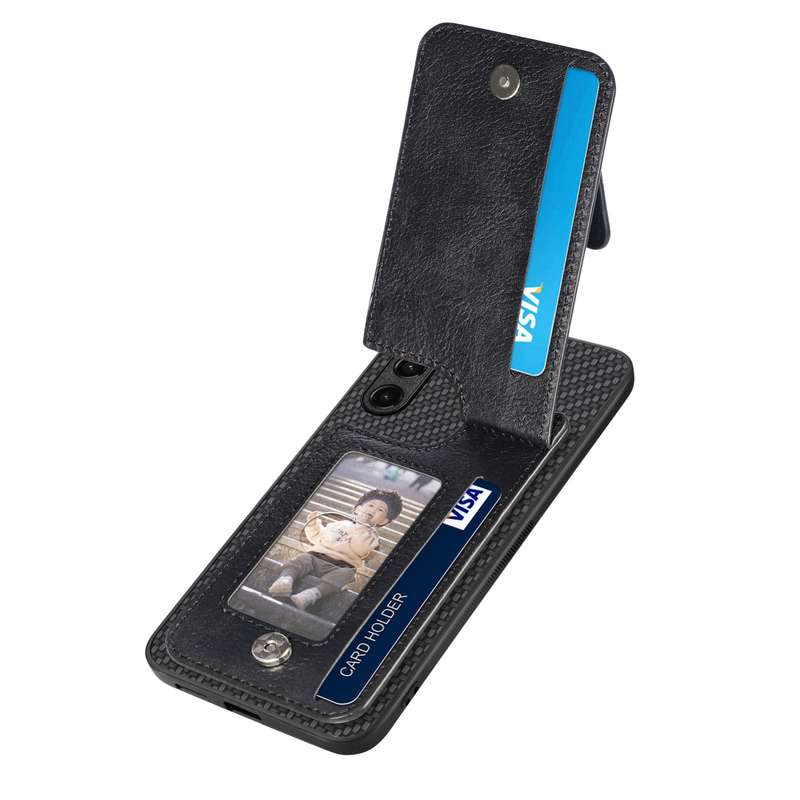 For Samsung Galaxy A14 5G Carbon Fiber Vertical Flip Zipper Wallet Phone Case(Black)