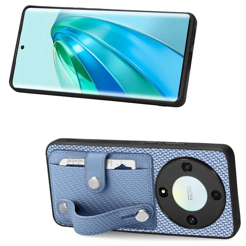 For Honor X9A Wristband Kickstand Card Wallet Back Cover Phone Case with Tool Knife(Green)
