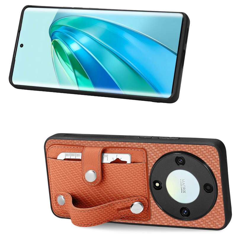 For Honor X9A Wristband Kickstand Card Wallet Back Cover Phone Case with Tool Knife(Green)