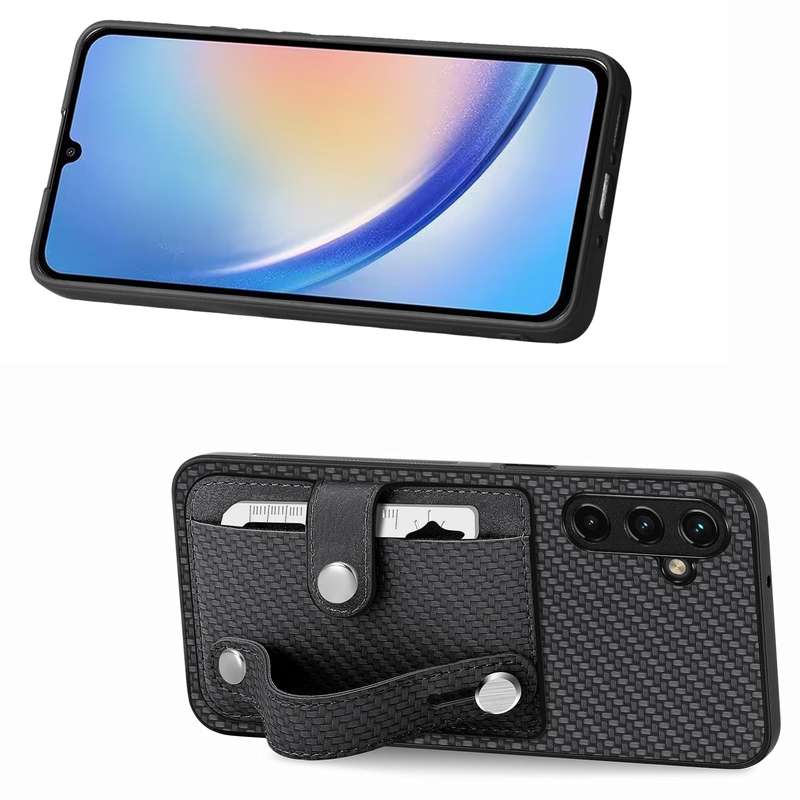 For Samsung Galaxy A34 5G Wristband Kickstand Card Wallet Back Cover Phone Case with Tool Knife(Gree