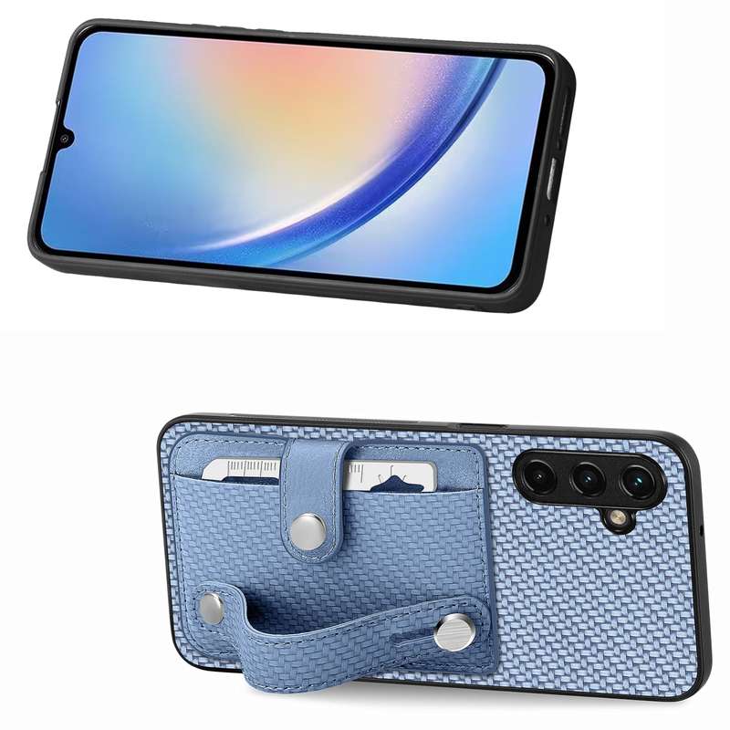 For Samsung Galaxy A34 5G Wristband Kickstand Card Wallet Back Cover Phone Case with Tool Knife(Gree