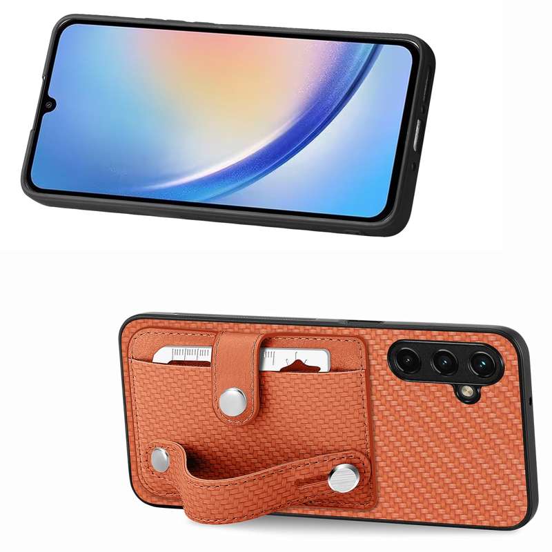 For Samsung Galaxy A34 5G Wristband Kickstand Card Wallet Back Cover Phone Case with Tool Knife(Gree