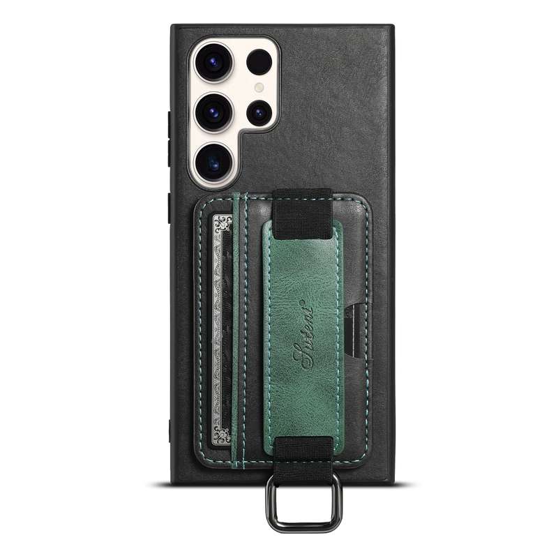 For Samsung Galaxy S23 Ultra 5G Suteni H13 Card Wallet Wrist Strap Holder PU Phone Case(Black)