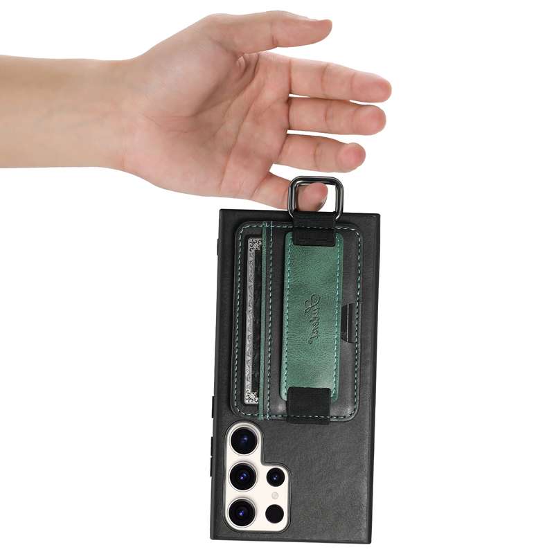 For Samsung Galaxy S23 Ultra 5G Suteni H13 Card Wallet Wrist Strap Holder PU Phone Case(Black)