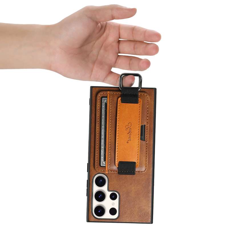 For Samsung Galaxy S23 Ultra 5G Suteni H13 Card Wallet Wrist Strap Holder PU Phone Case(Black)