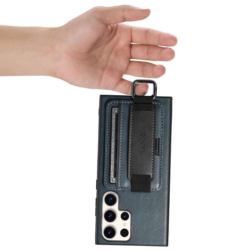 For Samsung Galaxy S23 Ultra 5G Suteni H13 Card Wallet Wrist Strap Holder PU Phone Case(Black)