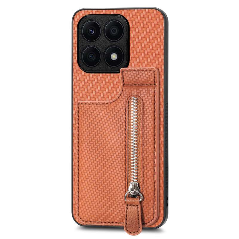 For Honor X8A Carbon Fiber Vertical Flip Zipper Phone Case(Green)