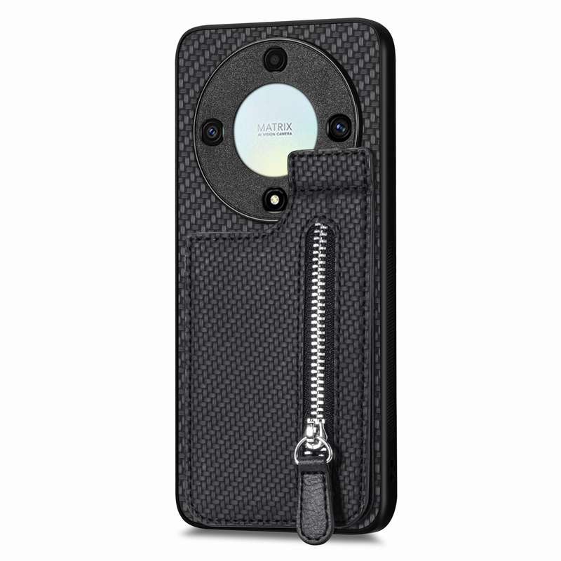 For Honor X9A Carbon Fiber Vertical Flip Zipper Phone Case(Blue)