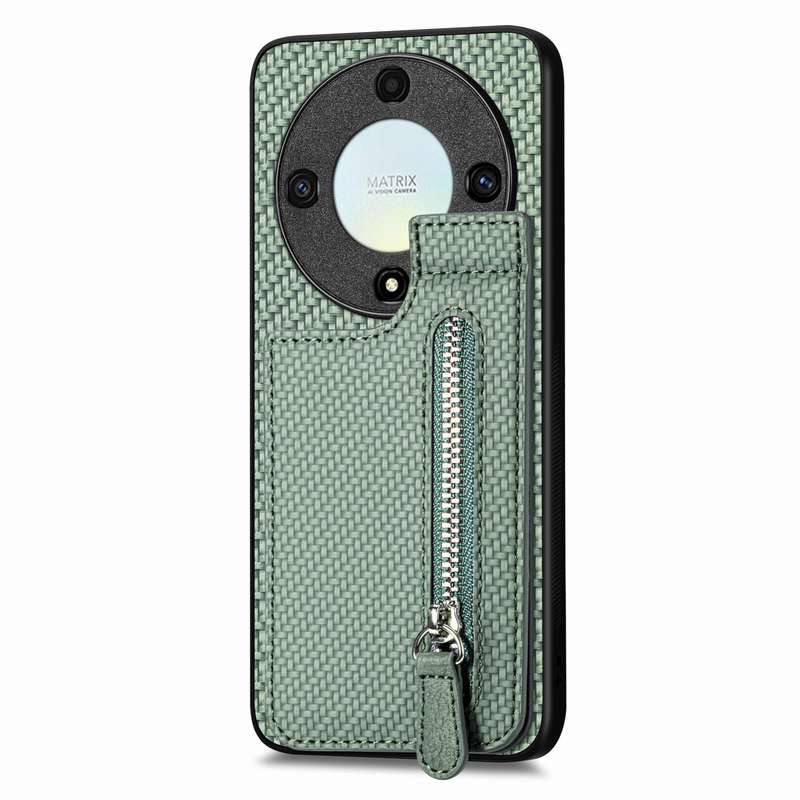 For Honor X9A Carbon Fiber Vertical Flip Zipper Phone Case(Blue)