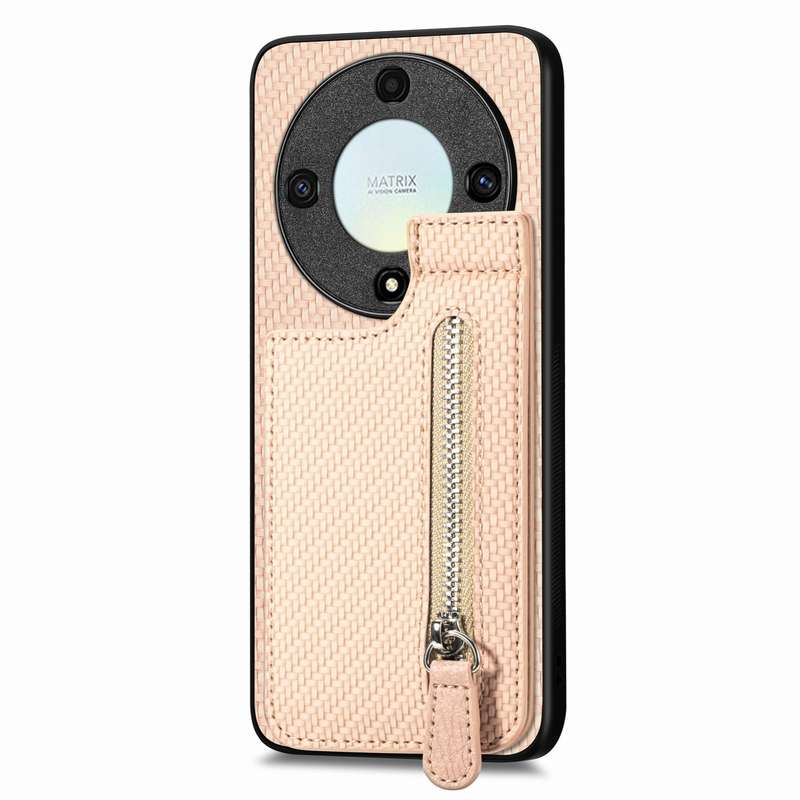 For Honor X9A Carbon Fiber Vertical Flip Zipper Phone Case(Blue)