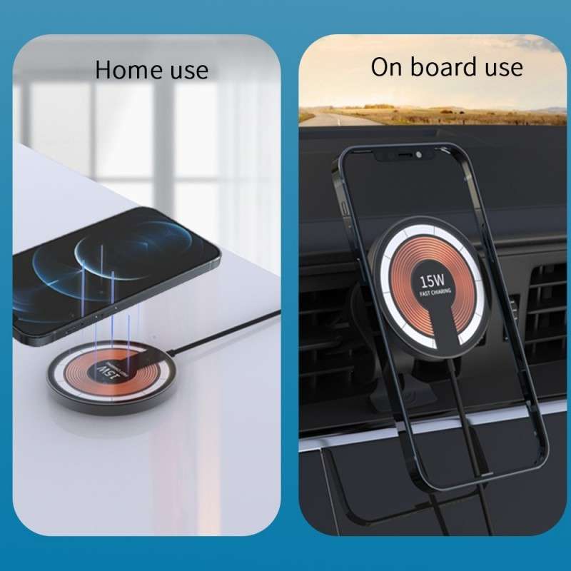 T09 2 in 1 Transparent Car Magnetic Wireless Charger 15W Fast Charging Stand