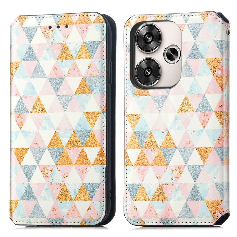 For Redmi Turbo 3 5G CaseNeo Colorful Magnetic Leather Phone Case(Rhombus)