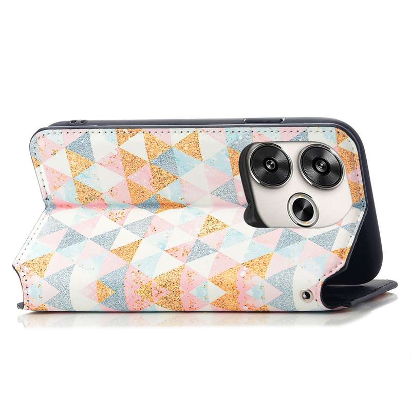 For Redmi Turbo 3 5G CaseNeo Colorful Magnetic Leather Phone Case(Rhombus)