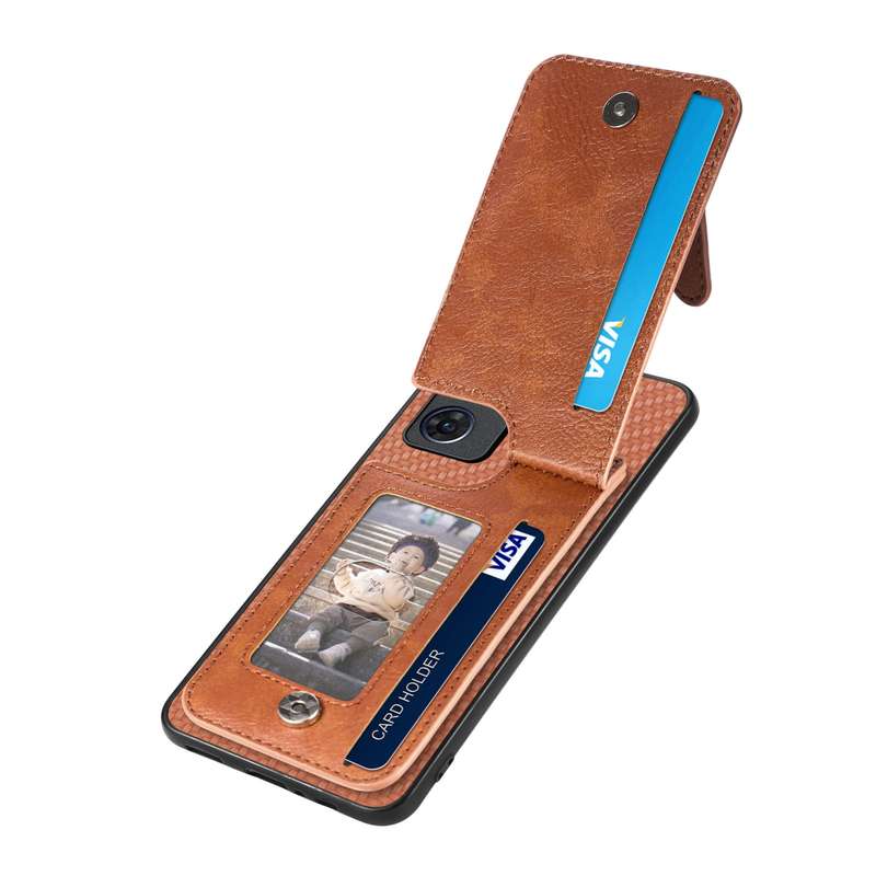 For OPPO Reno7 5G Carbon Fiber Vertical Flip Zipper Phone Case(Brown)