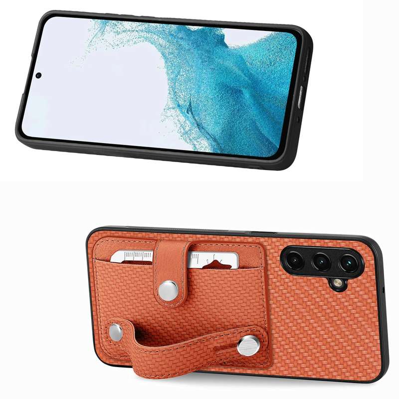For Samsung Galaxy A54 5G Wristband Kickstand Wallet Back Phone Case with Tool Knife(Black)