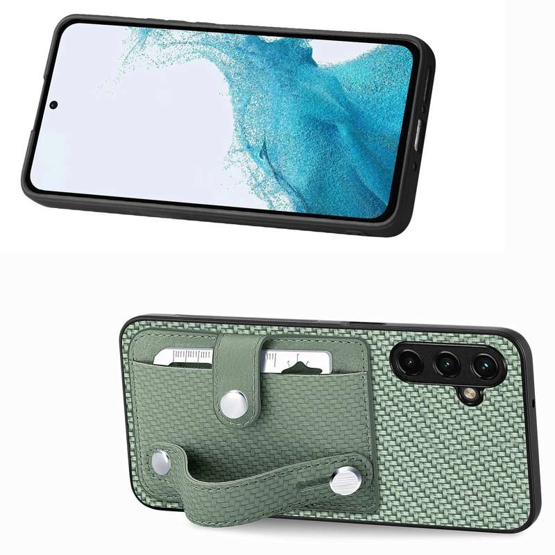 For Samsung Galaxy A54 5G Wristband Kickstand Wallet Back Phone Case with Tool Knife(Black)