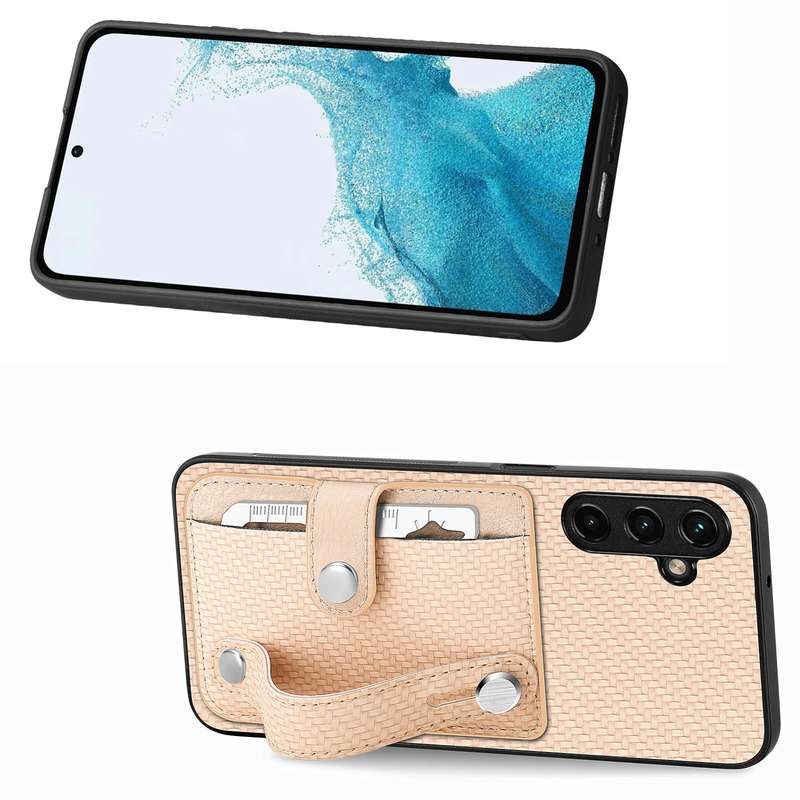 For Samsung Galaxy A54 5G Wristband Kickstand Wallet Back Phone Case with Tool Knife(Black)