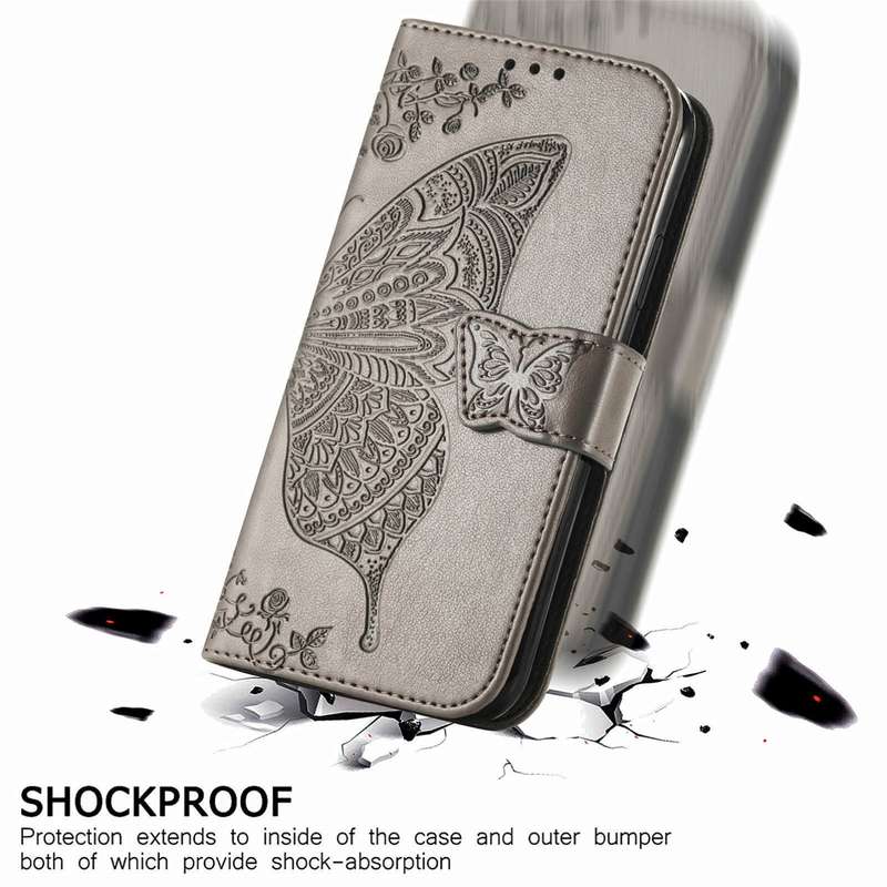 For Motorola moto Edge 50 Ultra Butterfly Love Flower Embossed Leather Phone Case(Gray)