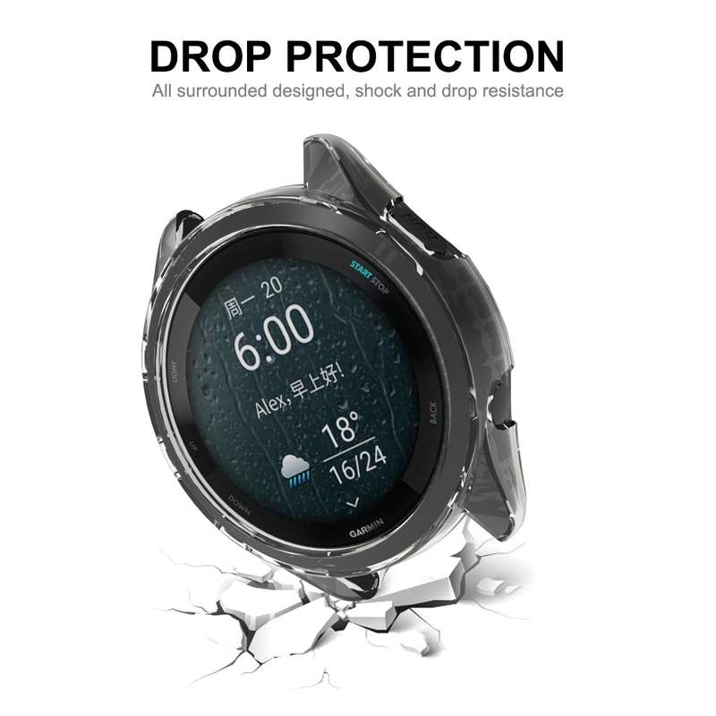 For Garmin Forerunner 965 ENKAY Hat-Prince Transparent TPU Frame Drop Protection Case(Grey)