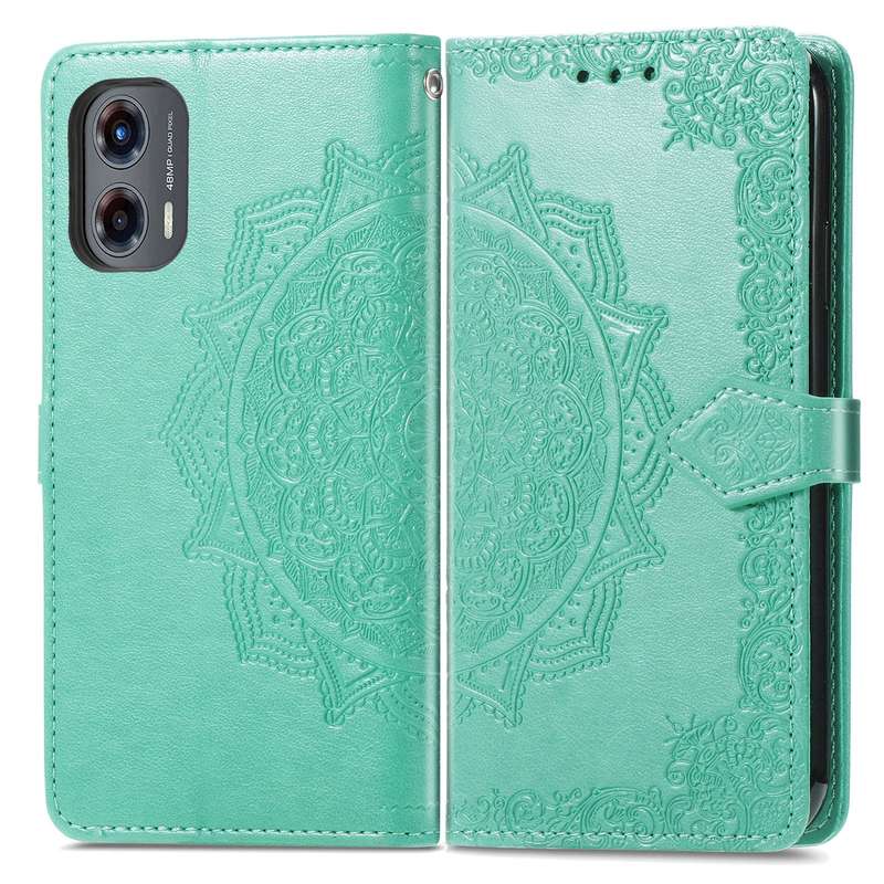 For Motorola Moto G Stylus 5G 2024 Mandala Flower Embossed Leather Phone Case(Green)
