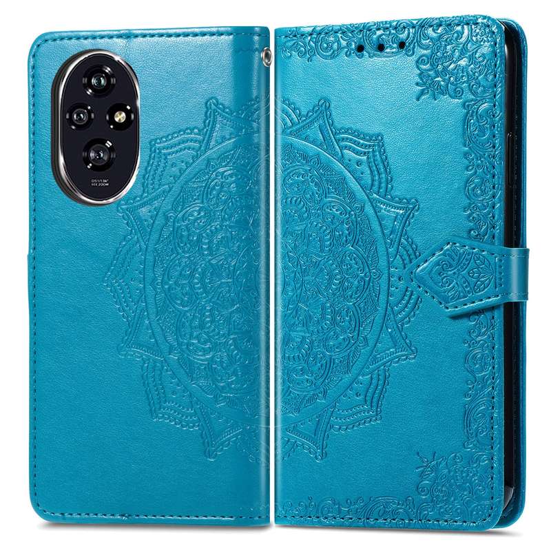 For Honor 200 Mandala Flower Embossed Leather Phone Case(Blue)