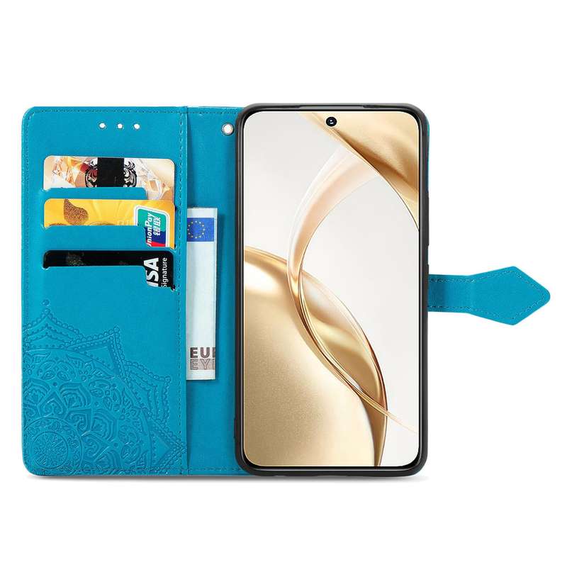 For Honor 200 Mandala Flower Embossed Leather Phone Case(Blue)