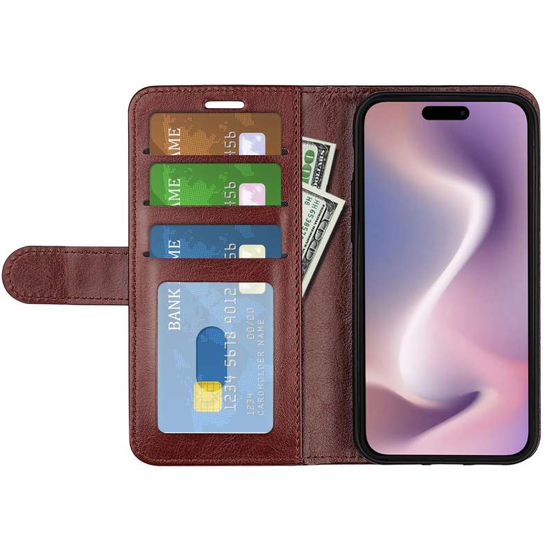 For iPhone 16 R64 Texture Horizontal Flip Leather Phone Case(Brown)