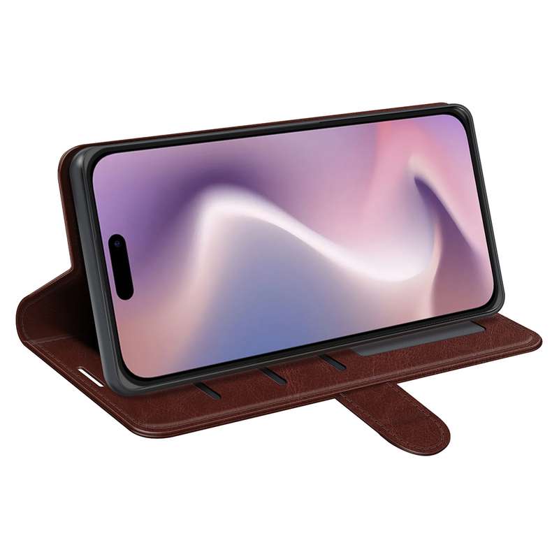 For iPhone 16 R64 Texture Horizontal Flip Leather Phone Case(Brown)