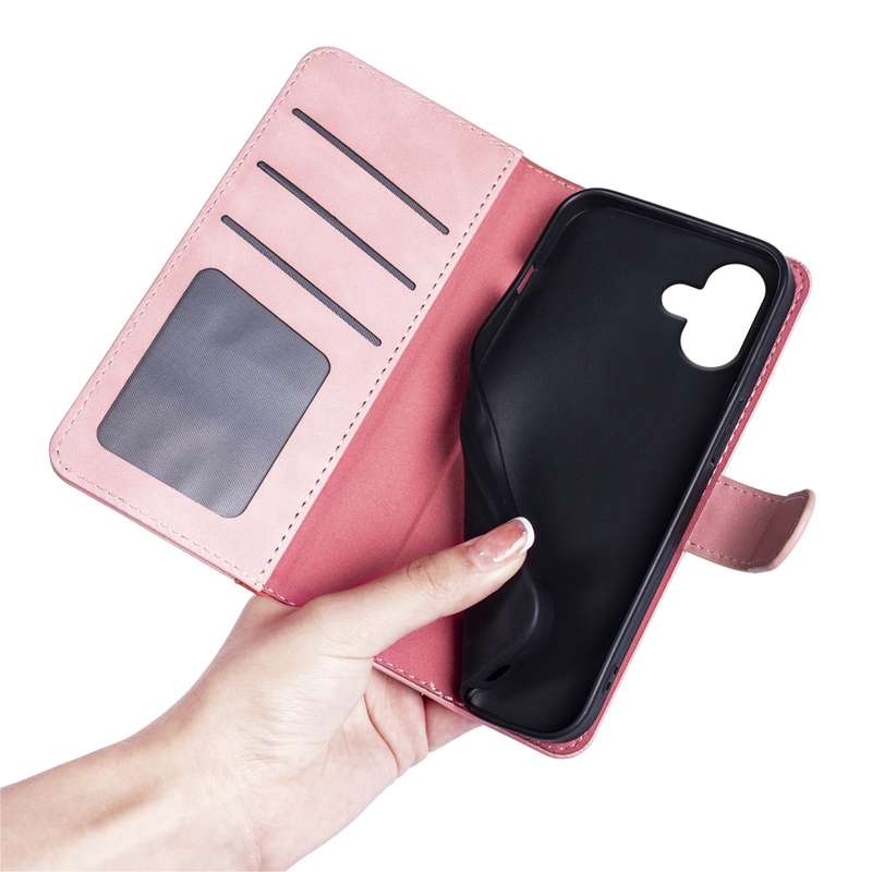 For iPhone 16 Stitching Horizontal Flip Leather Phone Case(Red)
