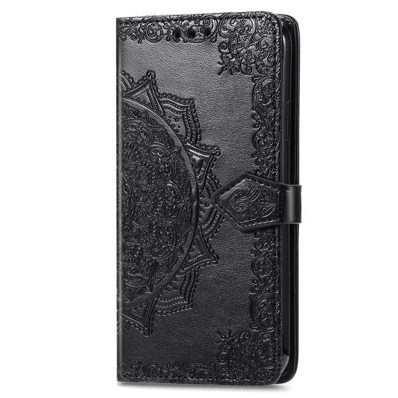 For  Realme 12 Mandala Flower Embossed Leather Phone Case(Black)