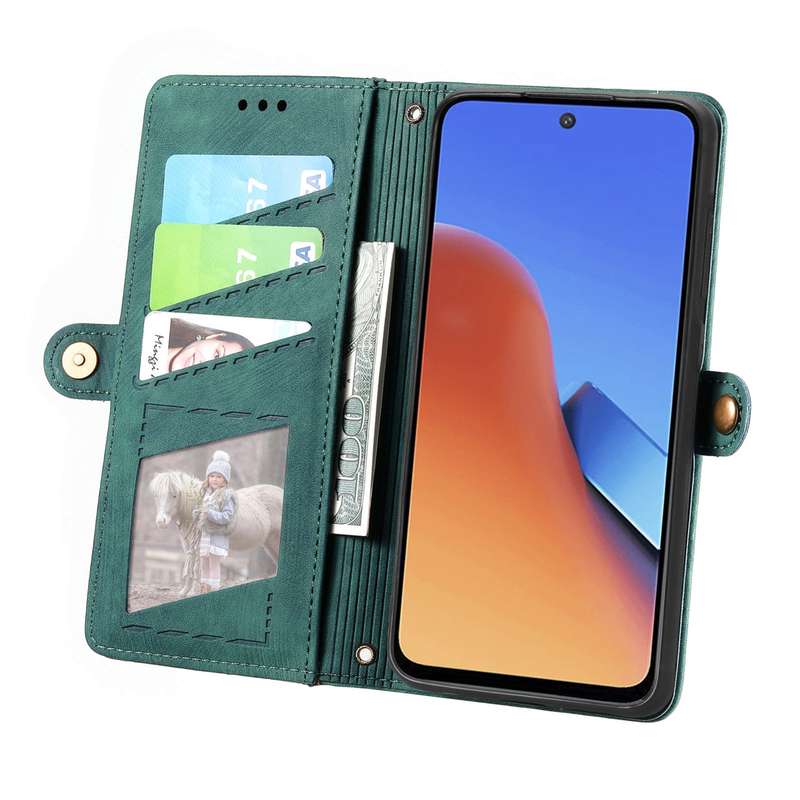 For Xiaomi Redmi 12 Geometric Zipper Wallet Side Buckle Leather Phone Case(Black)