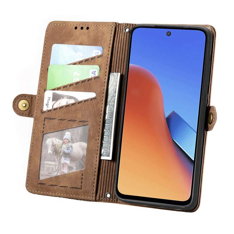 For Xiaomi Redmi 12 Geometric Zipper Wallet Side Buckle Leather Phone Case(Black)