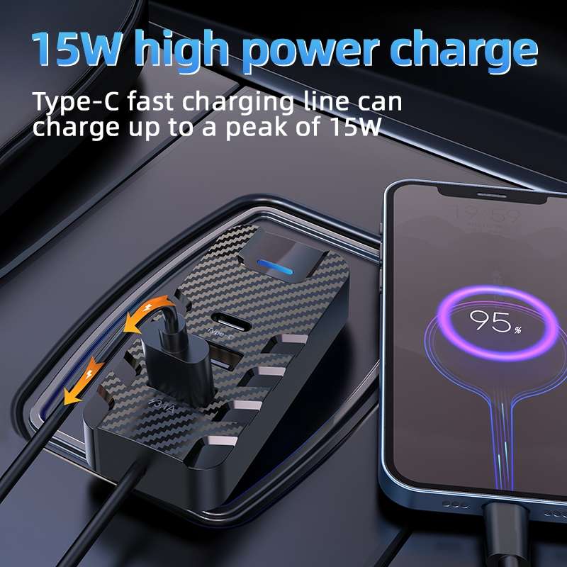 CS11 Multi-Port Rear Seat Extended Car Fast Charger Support Bluetooth MP3 Play