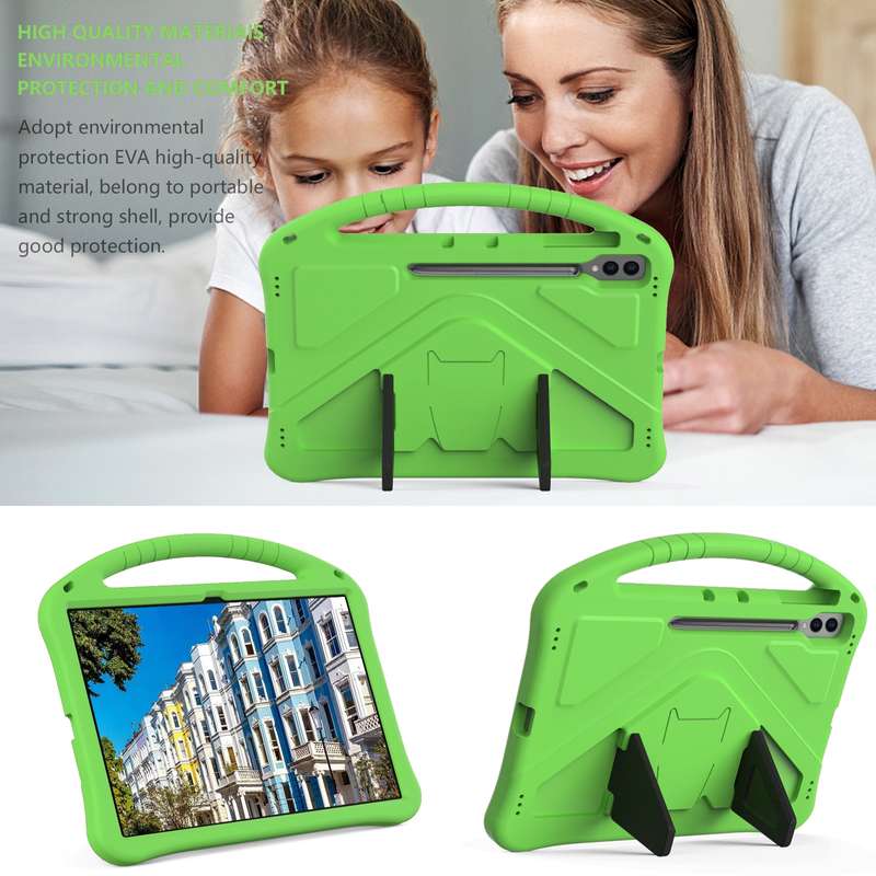 For Samsung Galaxy Tab S9 Ultra EVA Shockproof Tablet Case with Holder(Green)