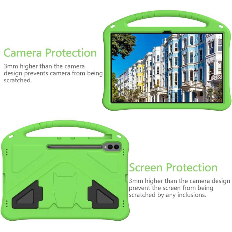For Samsung Galaxy Tab S9 Ultra EVA Shockproof Tablet Case with Holder(Green)