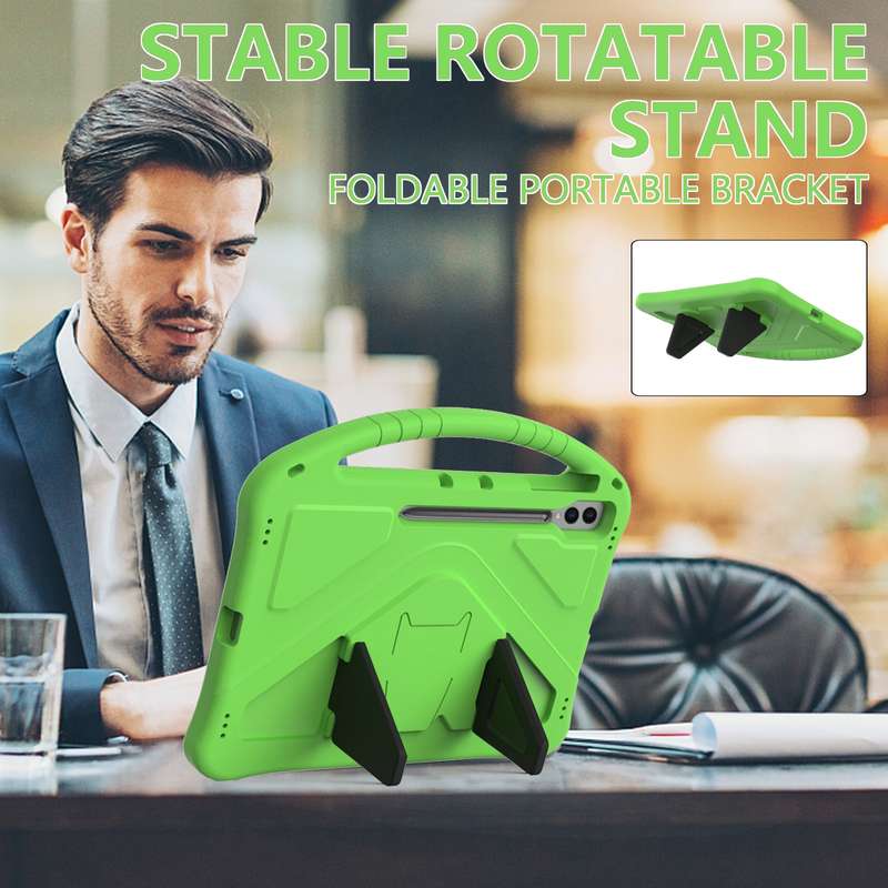 For Samsung Galaxy Tab S9 Ultra EVA Shockproof Tablet Case with Holder(Green)