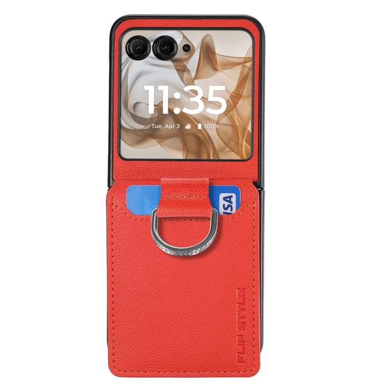 For Motorola Razr 50 Ultra Litchi Texture Leather Ring Wallet Phone Case(Orange)