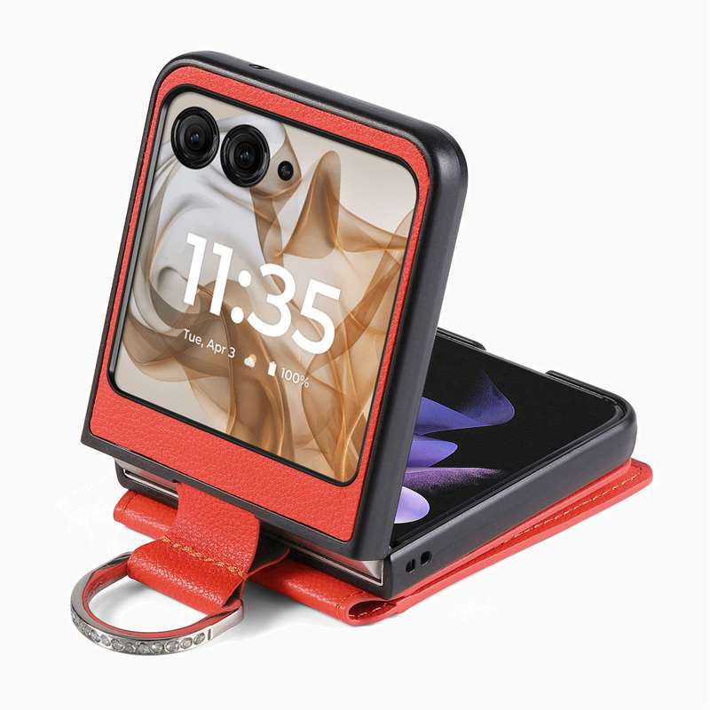 For Motorola Razr 50 Ultra Litchi Texture Leather Ring Wallet Phone Case(Orange)