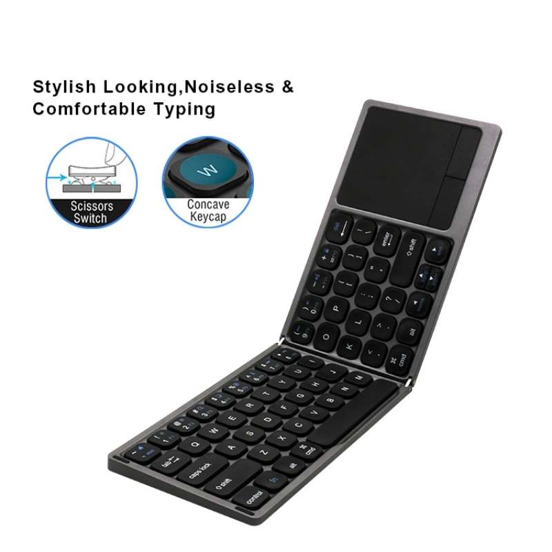 FK328T Cell Phone Tablet Laptop Wireless Bluetooth Keyboard Portable 3-Folded Keyboard